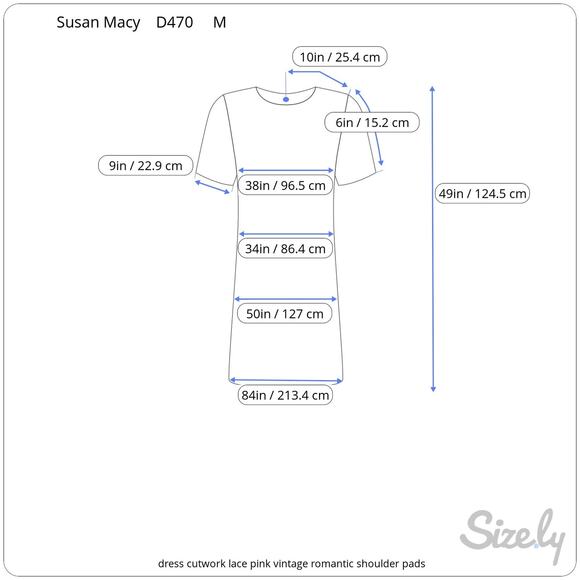 dress cutwork lace pink vintage romantic shoulder pads - Picture 2 of 11